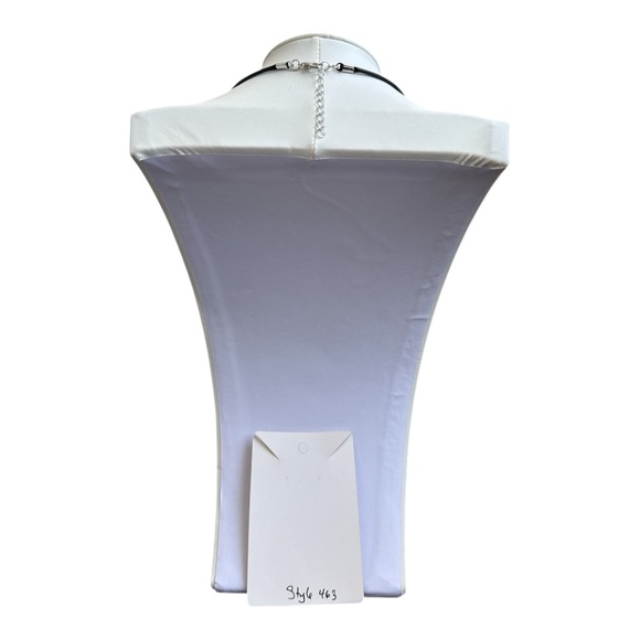 Handmade Pink and White Fluid Art Teardrop Pendant Necklace One of a Kind - Picture 8 of 9